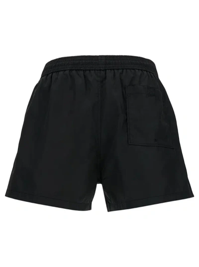 Shop Off-white Black Swimsuit Trunks With Contrasting Print In Tech Fabric Man