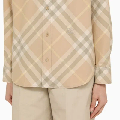 Shop Burberry Check Pattern Shirt In Beige