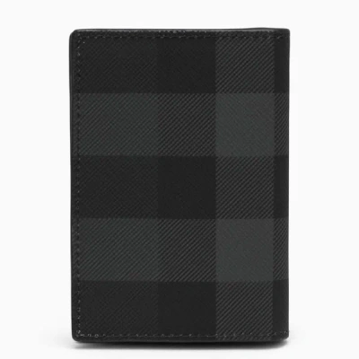 Shop Burberry Check Pattern Coal Wallet In Grey