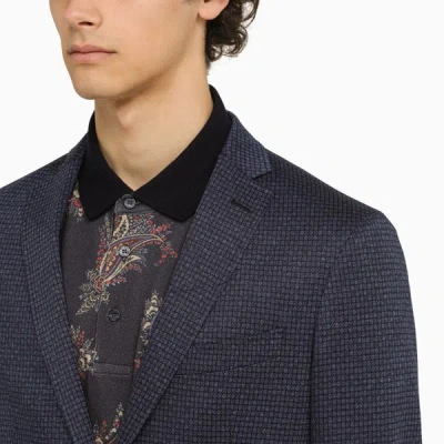 Shop Etro Jacquard Single-breasted Jacket In Blue