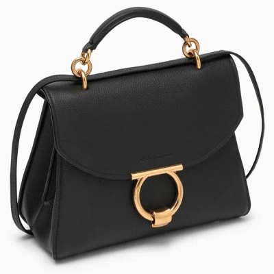 Shop Ferragamo Black Gancini Handbag In Multicolor