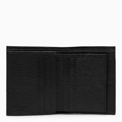 Shop Ferragamo Black Small Wallet With Gancini Logo In Multicolor
