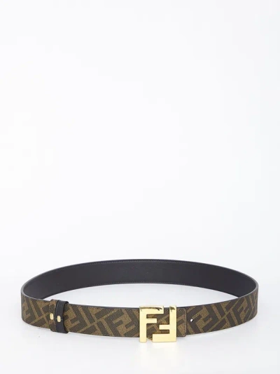 Shop Fendi Ff Reversible Belt In Beige