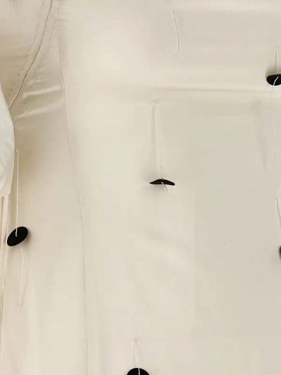 Jacquemus Beloved Off-shoulder Midi Dress With Button Embellishments In White/black