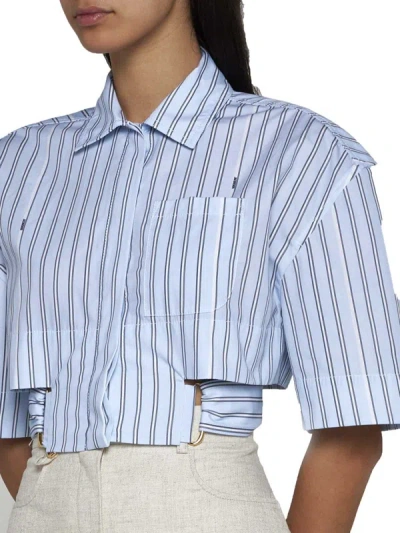 Shop Jacquemus Shirts In Print Blue Stripe