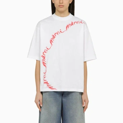 Shop Marni T-shirt With Logo In Organic In White