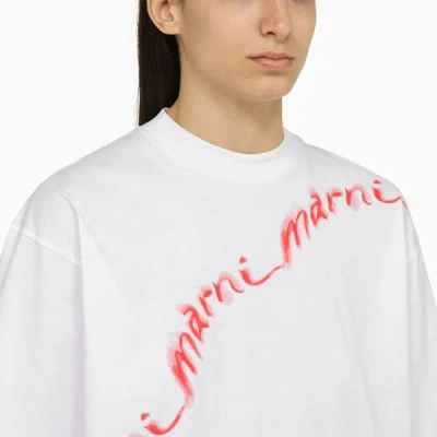 Shop Marni T-shirt With Logo In Organic In White