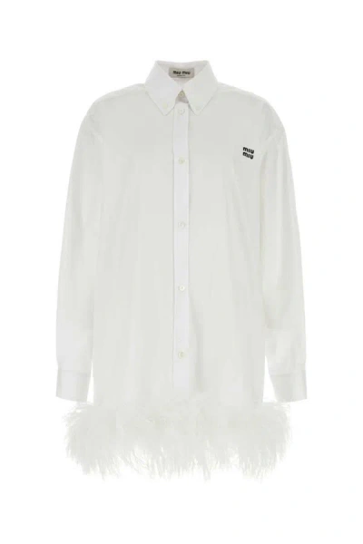 Shop Miu Miu Dress In White