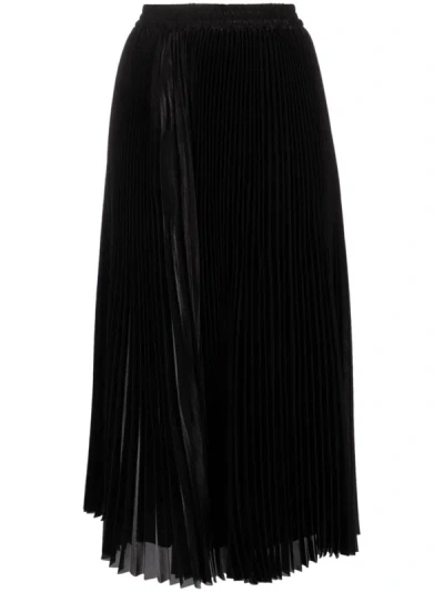 Shop P.a.r.o.s.h . Pleated Organza Long Skirt In Black