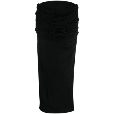 Paris Georgia Draped Midi Straight Skirt In Black
