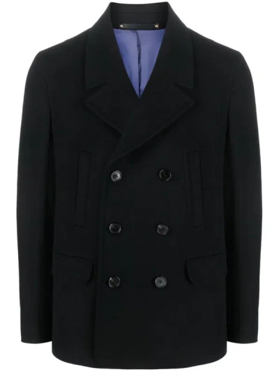 Shop Paul Smith Wool And Cashmere Blend Double-breasted Blazer In Black