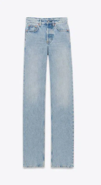 Shop Saint Laurent Straight-leg Cotton Jeans In Blue