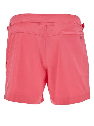 Shop Tom Ford Salmon Pink Swim Shorts With Branded Button In Nylon Man In Fuxia