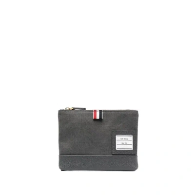 Shop Thom Browne Bum Bags In Grey