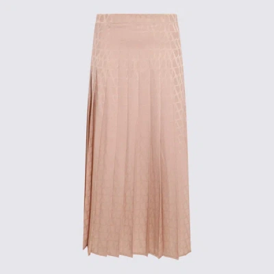 Shop Valentino Pink Silk Skirt In Poudre