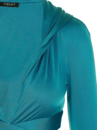 Shop Versace 'biggie' Hooded Top In Blue