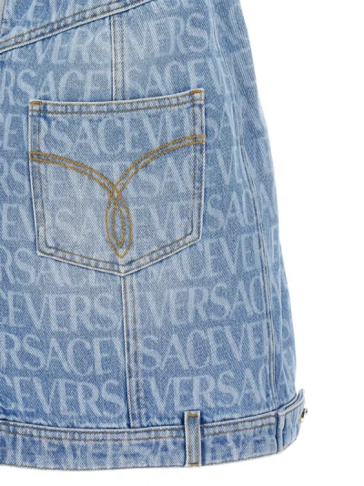 Shop Versace Dress ' Allover' Capsule La Vacanza In Blue