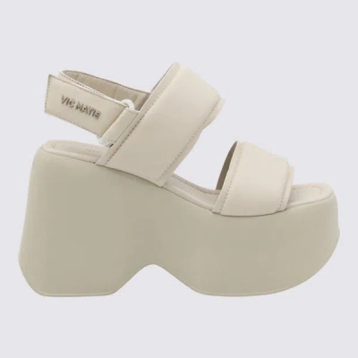 Shop Vic Matie White Leather Platfrom Sandals In Osso