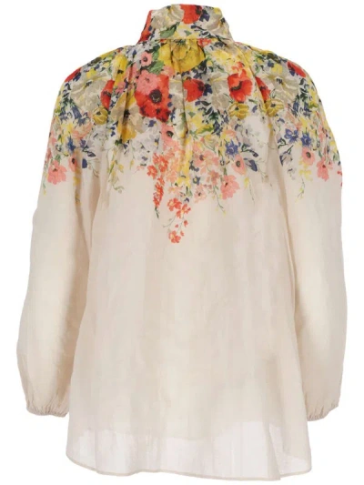 Shop Zimmermann Shirts In Ivory Floral