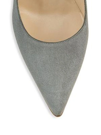 Shop Manolo Blahnik Bb 90 Suede Point-toe Pumps In Grey