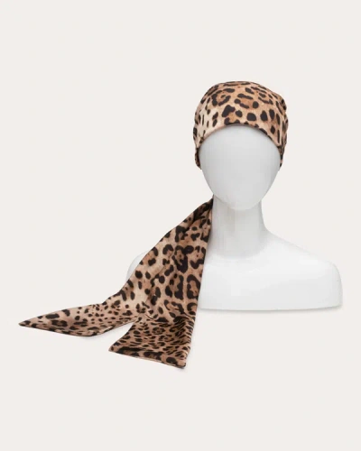 Shop Eugenia Kim Women's Gigi Leopard Satin Head Scarf In Camel/black
