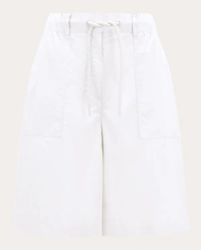 Shop Moncler Women's Drawstring Longline Shorts In White