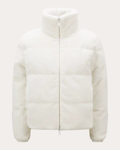 Shop Moncler Women's Pluvier Reversible Fuzzy Puffer Jacket In White