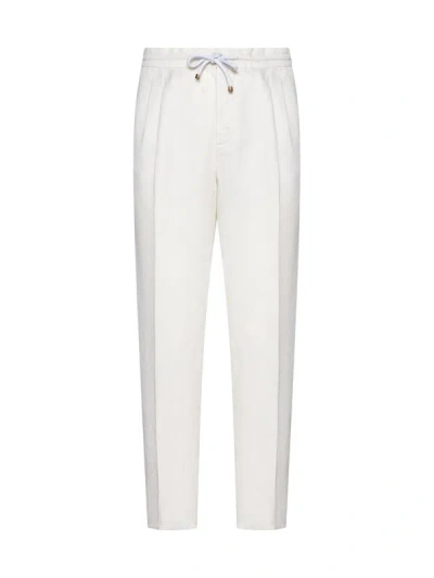 Shop Brunello Cucinelli Trousers In Ivory