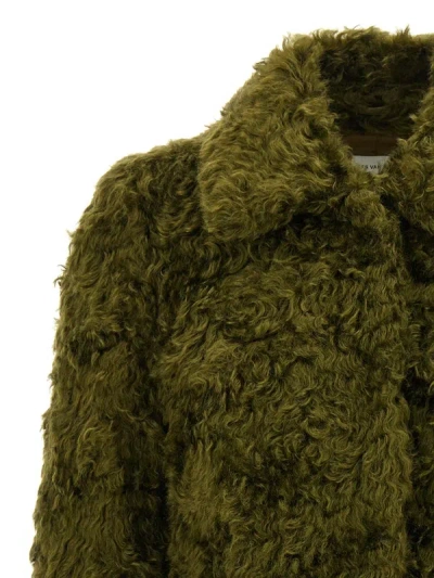 Shop Dries Van Noten 'vettys' Eco Fur Coat In Green