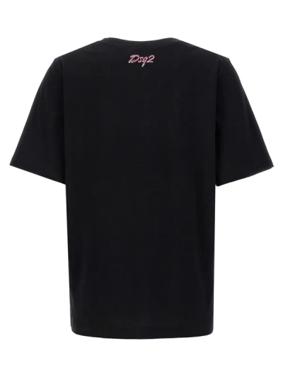 Dsquared2 Graphic Print Crew Neck Short Sleeves Regular Fit In Black