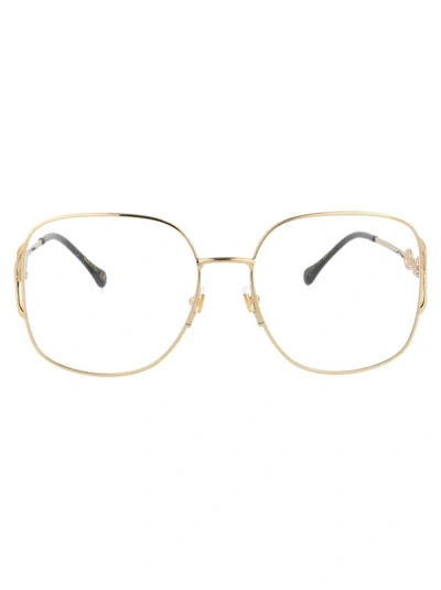 Gucci Gold Gold Transparent Acetate Glasses In Gold