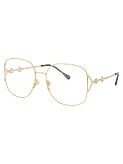 Gucci Gold Gold Transparent Acetate Glasses In Gold
