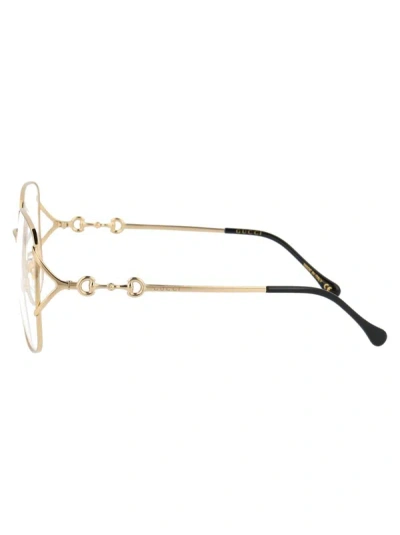 Gucci Gold Gold Transparent Acetate Glasses In Gold