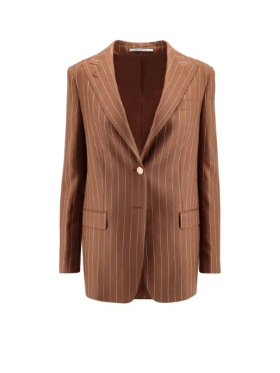 Shop Tagliatore Blazer In Brown