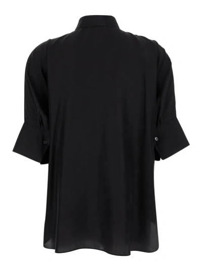 Shop Antonelli Black Bassano Short Sleeve Shirt In Silk Woman
