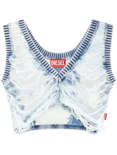 Shop Diesel M-bletilla Crop Top In Blue