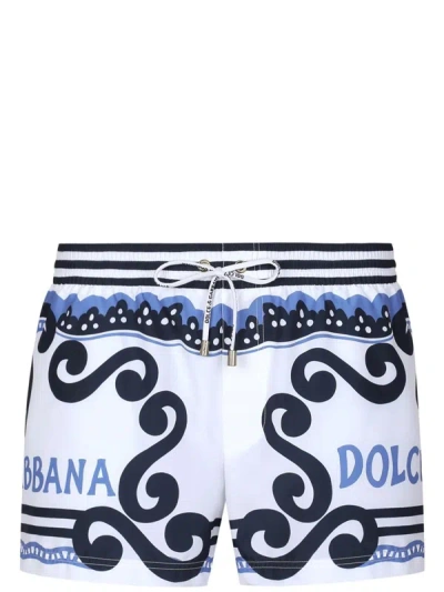 Shop Dolce & Gabbana Marina Swimsuit With Print In Blue