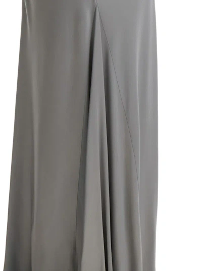 Shop Antonelli Maxi Grey Skirt With Split At The Back In Acetate Blend Woman