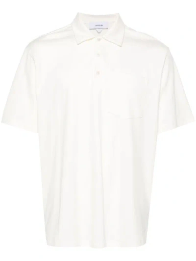 Shop Lardini Polo Shirt With Patch Pockets In White