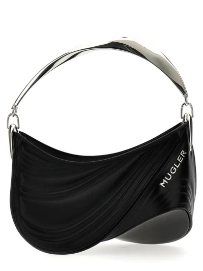 Shop Mugler 'small Embossed Spiral Curve 01' Handbag In Black