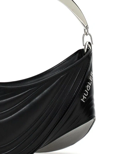 Shop Mugler 'small Embossed Spiral Curve 01' Handbag In Black