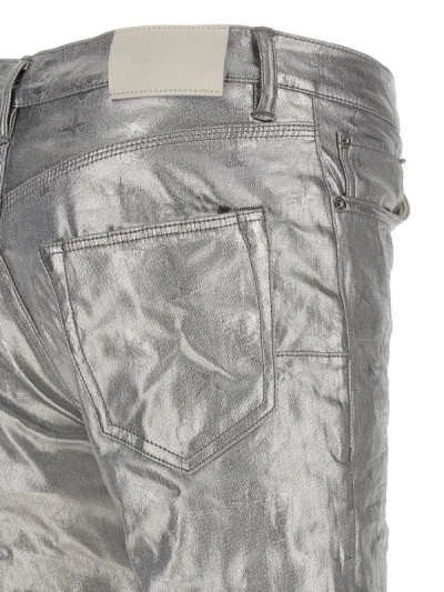 Shop Purple Brand 'metallic Monogram' Jeans In Gray