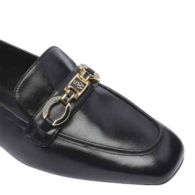 Stuart Weitzman Signature Square Leather Loafers In Black