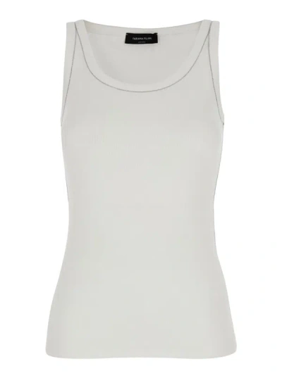 Shop Fabiana Filippi White Tank Top With Chain-detail In Cotton Woman In Blu