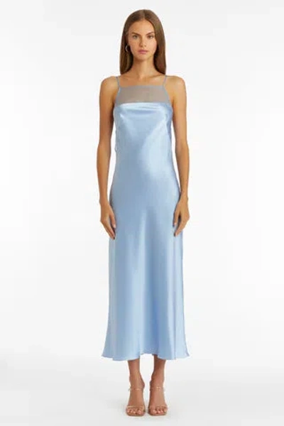 Shop Amanda Uprichard Veronica Silk Dress In Baby Blue