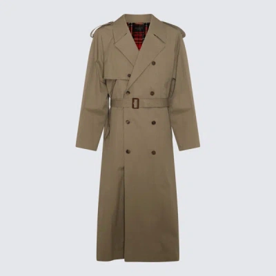 Shop Balenciaga Coats In Military Beige