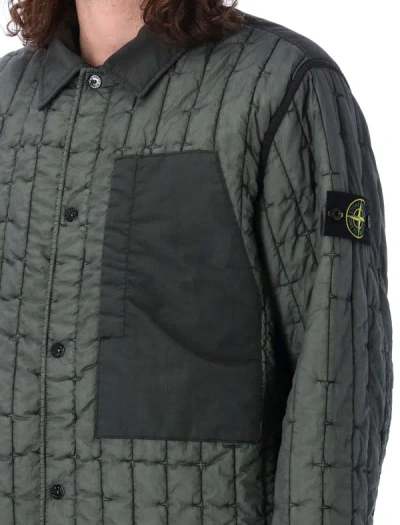 Shop Stone Island Quilted Shirt-jacket In Musk