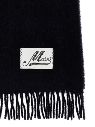 Shop Marni Logo Patch Scarf Scarves, Foulards Blue