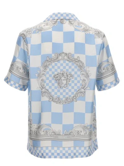 Shop Versace Medusa E Barocco Shirt, Blouse Light Blue