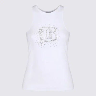 Shop Blumarine White Cotton Top In Optical Withe